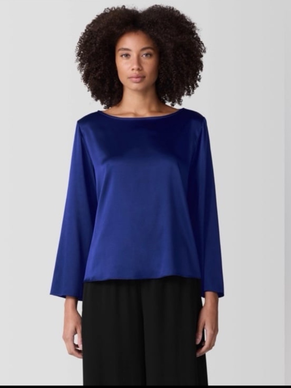 NWT Eileen Fisher Stretch Silk Charmeuse Bateau Neck Top
